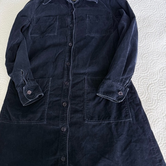 Blue Buttoned Tie Front Long Sleeve Dress - Picture 11 of 11